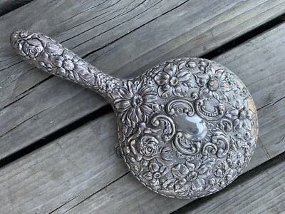 ESPEJO DE MANO STERLING REPOUSSE 1919  Foto 1 de 3
