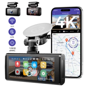 AZDOME 3 Lens 4K/2K/1080P Dash Cam WiFi GPS Front Cabin Rear Car Camera 128GB - Picture 1 of 14