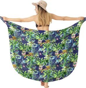 HAPPY BAY Women's High Waist Tie Sarong Long Beach Wrap One Size Navy, Jungle - Picture 1 of 3