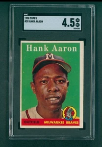 1958 Topps Baseball Card - #30 Hank Aaron, SGC 4.5 VG/EX+ - Picture 1 of 2