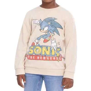 Sonic The Hedgehog Boys Mineral Washed Crewneck Pullover Size L Beige - Picture 1 of 4