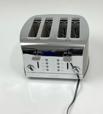 Krups KH734D50 4 Slice Wide-Slot Breakfast Toaster Silver Bread Bagels Stainless - Image 1 of 4