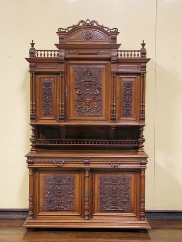 Large Antique French Renaissance Walnut Buffet Sideboard Cabinet Cover
