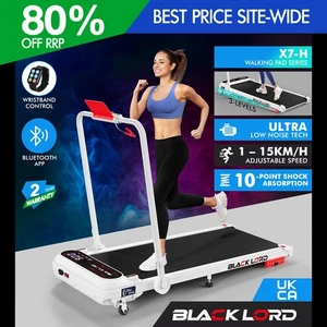 BLACK LORD Treadmill Electric Walking Pad Incline Shock Absorbers Foldable White - Picture 1 of 12