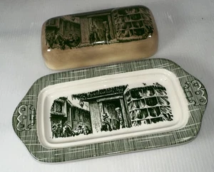 Vtg The Old Curiosity Shop Covered Butter Dish Green - Picture 1 of 7