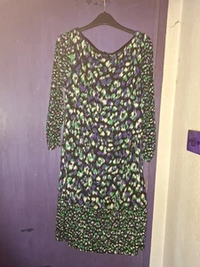 COAST PURPLE BLACK GREEN STRETCH DRESS..SIZE 16 - Picture 1 of 3