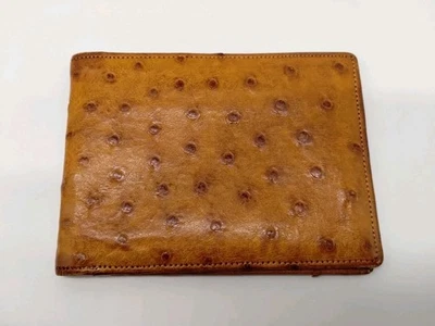 Cartera de cuero de avestruz con textura genuina, coñac/marrón dorado Tilden Thurber  Foto 1 de 4