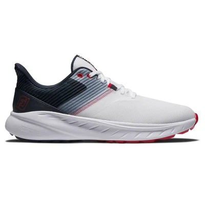 New FootJoy Golf Flex Spikeless Laced WHT/NVY/RED 10.5 Medium  (Previous Season - Image 1 of 4
