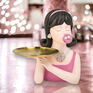 PRE-ORDER 14.5in Bubblegum Girl with Tray Christmas Decor *SHIPS 8/2025* NEW - Picture 1 of 1