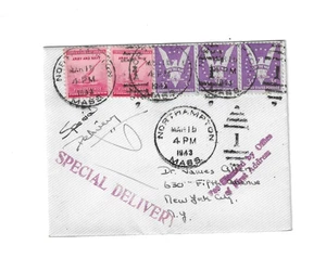 USA 1943 Special Delivery Cover gesendet von Northampton MA nach New York City - Bild 1 von 2