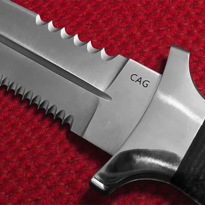 Cuchillo Personalizado Táctico Combate Supervivencia Grueso S35VN Doble Dentado Hoja Fija Foto 1 de 4