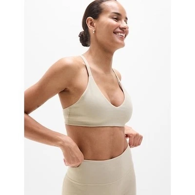 Athleta Intuition Cotton Sports Bra Ecru Racerback - Image 1 of 4