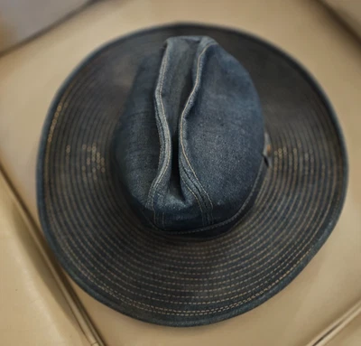 Sombrero vaquero Outback vintage Mid Century Levis de mezclilla talla 73/8 Foto 1 de 4