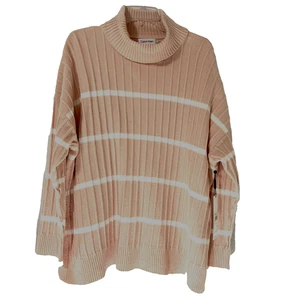 Suéter Calvin Klein Mujer Talla XL Capucha Cuello Suave Túnica Rubor Rosa Marfil Nuevo con Etiquetas - Imagen 1 de 9