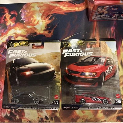 Honda Civic cupé y Mitsubishi Lancer Hot Wheels Fast & Furious    Foto 1 de 4