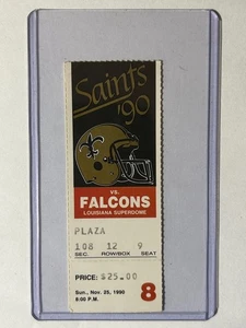 1990 NOV 25TH NFL NEW ORLEANS SAINTS VS ATLANTA FALCONS GAME USED TICKET STUB! - Picture 1 of 2