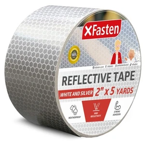 Reflective Tape, White and Silver, 2 Inches by 5 Yards - High Intensity - DOT... - Picture 1 of 8
