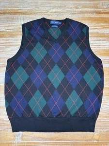 Polo Golf Ralph Lauren 100% laine mérinos pull gilet homme L Argyle col V - Photo 1/17