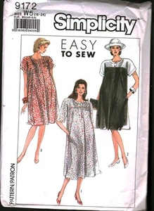 9172 Vintage Simplicity Sewing Pattern Misses 1980s Maternity Dress Two Lengths - Picture 1 of 2
