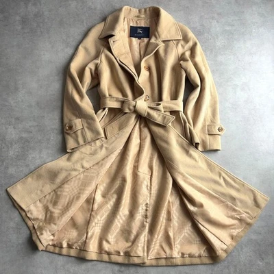 Burberry London Shadow Check Angora Blend Belted Coat, Size 40 - Image 1 of 4