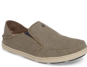 OluKai Nohea Lole Slipper taupe Canvas Schuhe bequem lässig Strand Herren Gr. 9 - Bild 1 von 11