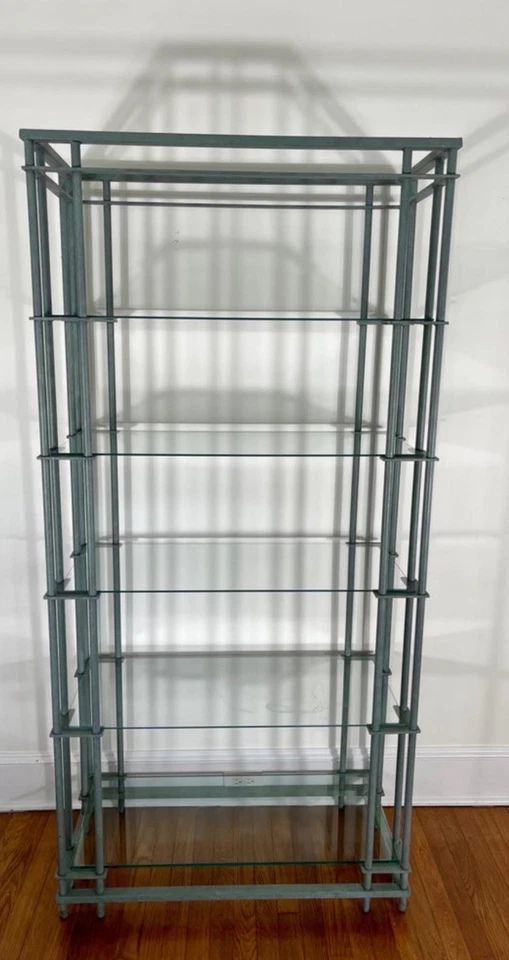 Estantes de hierro y vidrio MCM Walter Lamb Style Etagere Foto 1 de 4