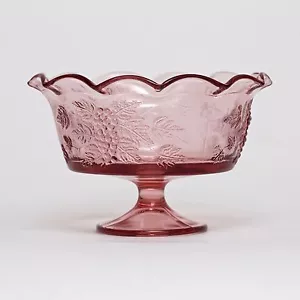Schöne rosa Weinrebe Pressglas Fuß Comport Vintage - Bild 1 von 7