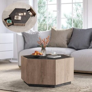 31.8" Rustic Coffee Table with 2 Drawers Modern Center Table For Living Room us - Picture 1 of 7