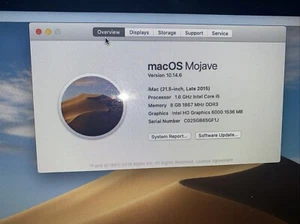 Apple iMac A1418 21.5" Core i5-5675R 8GB 1TB - Picture 1 of 15