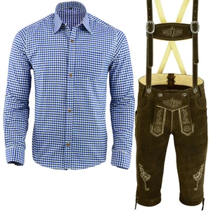 Trachtenset Trachten Set Herren Trachtenlederhose Hemd Trachten Set 46-62 LE2BH - Bild 1 von 8