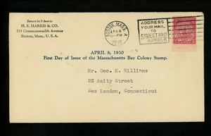 US FDC #682 H E Harris M-5 1930 Boston MA Massachusetts Bay Colony 1st Cachet - Picture 1 of 2