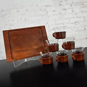 Vintage Mid Century Modern Galatix handgefertigt Burma Teak Tee Service Set 6 & Tablett - Bild 1 von 11