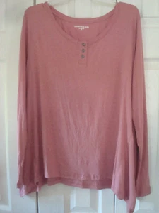 Camisa para damas Henley talla XL rosa polvorienta nueva con etiquetas - Imagen 1 de 2