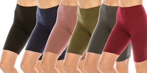 LA12ST Women High Waisted Premium Buttery Soft Biker Shorts 2PK - Picture 1 of 41