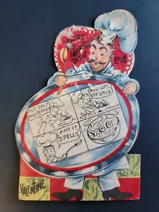 "You're My Favorite Dish"" Chef Vintage c1940's gestanzt Valentinstag" - Bild 1 von 2