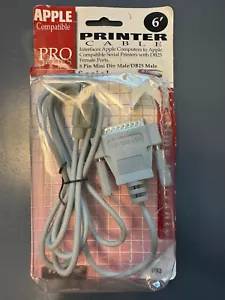 Printer lead/cable (6') Apple IIe to Imagewriter 8-pin mini DIN to DB25 male - Picture 1 of 2