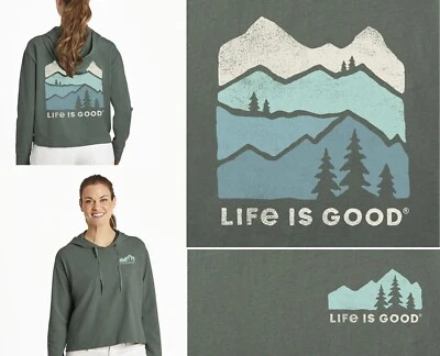 Life Is Good LS Shirt Crusher FLEX Boxy Hoodie MOUNTAIN SILHOUETTE Womens XL - Image 1 of 4