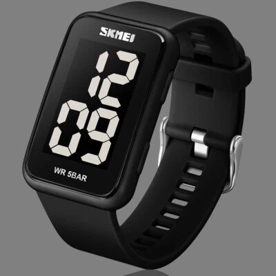 Fashion Digital LED Watches Women Men Sport Waterproof Large Number Rubber Watch - Image 1 of 4