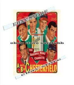 1940s BASEBALL MAN'S CIGARETTE FOUR HOF MEMBERS metal tin sign house decoration - Picture 1 of 4
