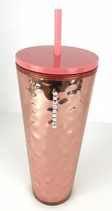 Starbucks Holiday 2019 Rose Gold Mirror Hammered Tumbler Cold Cup 24oz Christmas - Picture 1 of 6