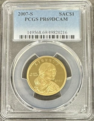 2007 S Sacagawea $1 Dollar  PCGS PR69DCAM - Image 1 of 2