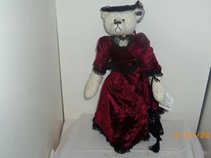 Victorian Garnet 17" Annette Funicello 2003 bear velvet dress hat #25/100 NIB - Picture 1 of 2