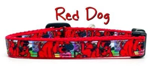 Rotes Hundehalsband Katze oder kleine Hunde 1/2" breit verstellbar Handarbeit Glocke oder Leine - Bild 1 von 11