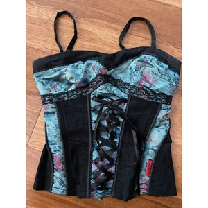 Tripp NYC turquoise satin corset top small - Picture 1 of 6