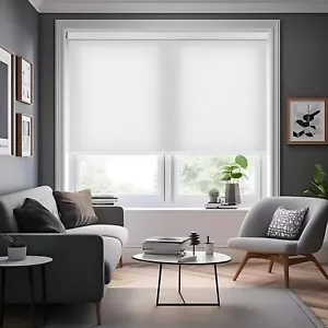 Luxus kabellose weiße Jacquard Lichtfilter Rollos mit Volant - Bild 1 von 7