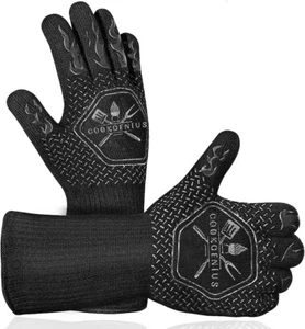 BBQ Gloves, 1472℉ Extreme Heat Resistant Gloves Washable Long Silicone, Non-Slip - Picture 1 of 7