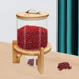 5 L Grain Cereal Storage Glass Container Seal Dispenser Rice Food+Valve+Cup+Lid - Picture 1 of 11