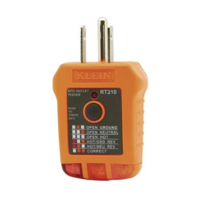 Klein Tools RT210 Outlet Tester, Receptacle Tester for GFCI / Black/Orange  - Image 1 of 4