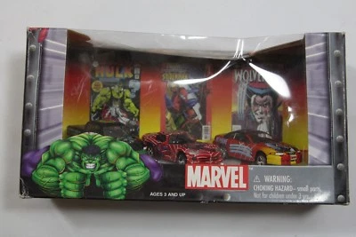 Johnny Lightning 1:64 Marvel Character 3 Car Box Set Hulk Spider-Man Wolverine - Image 1 of 4