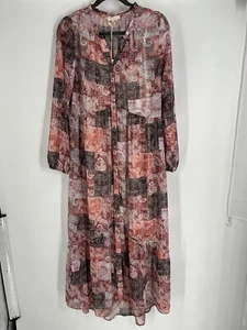 NWT LOVESTITCH womens long sleeve sheer buttondown dress size M lined pockets - Picture 1 of 17